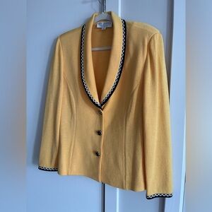 St. John Collection Knit Blazer Jacket 12 Yellow Structured Tailored.